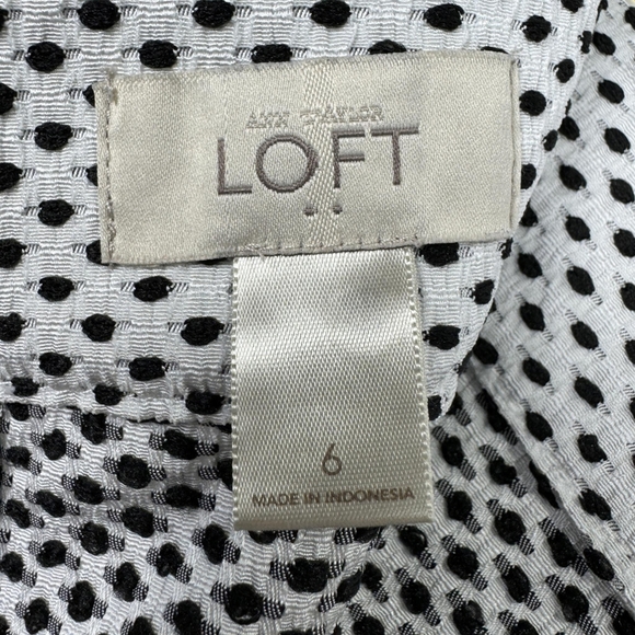 LOFT Womens Black & White Polka Dot Scalloped Hem Skirt Career Size 6 - Picture 9 of 13
